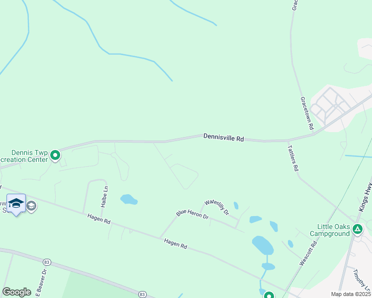 map of restaurants, bars, coffee shops, grocery stores, and more near 355 Dennisville Road in Dennis