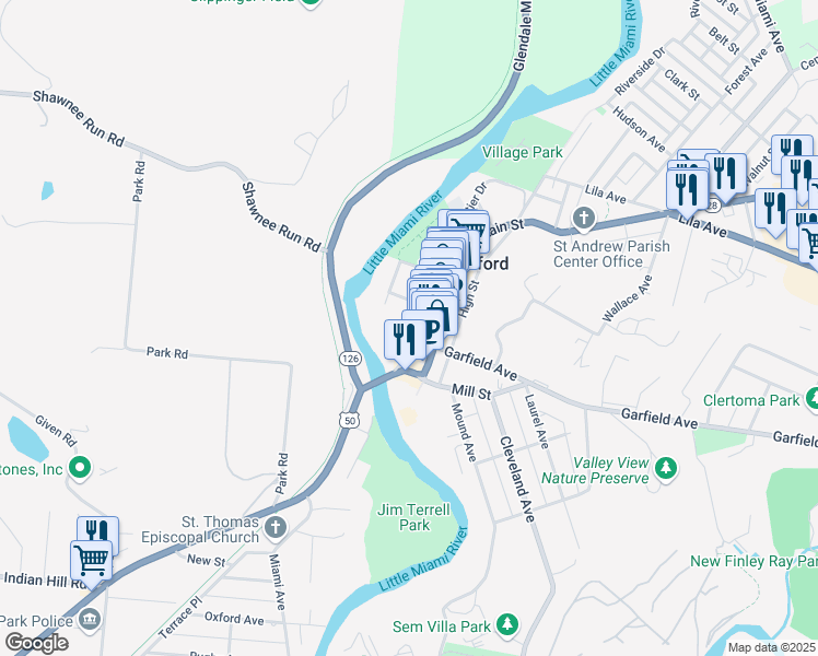 map of restaurants, bars, coffee shops, grocery stores, and more near 137 Water Street in Milford