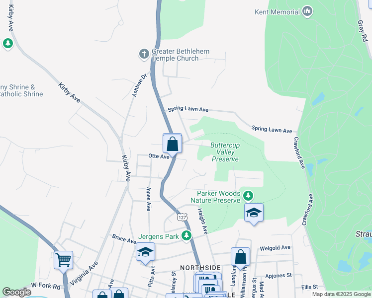 map of restaurants, bars, coffee shops, grocery stores, and more near 1540 Northview Avenue in Cincinnati