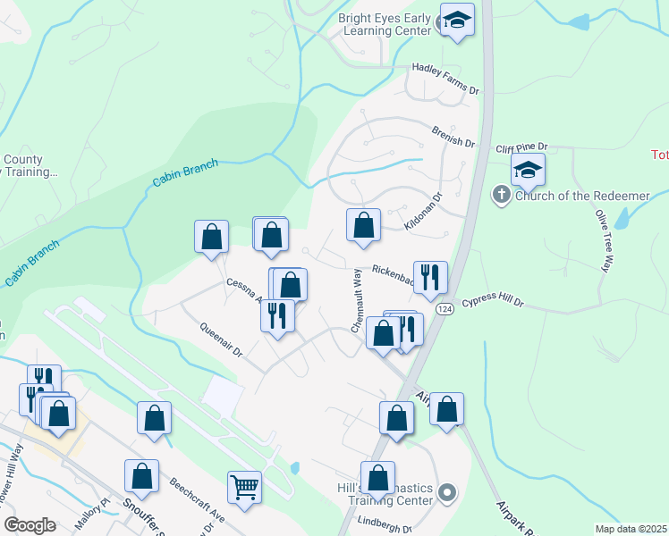 map of restaurants, bars, coffee shops, grocery stores, and more near 7591 Rickenbacker Drive in Gaithersburg