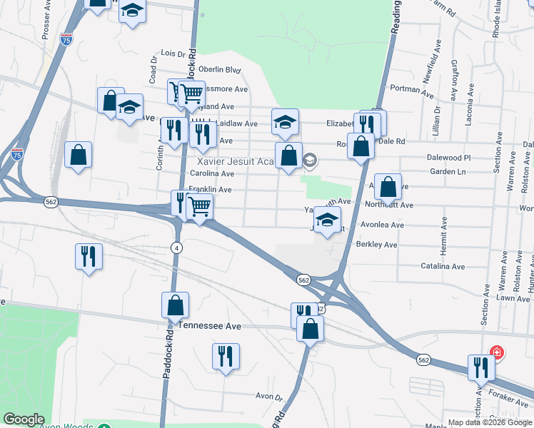 map of restaurants, bars, coffee shops, grocery stores, and more near 1438 Yarmouth Avenue in Cincinnati
