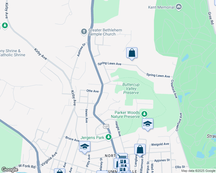 map of restaurants, bars, coffee shops, grocery stores, and more near 1540 Northview Avenue in Cincinnati