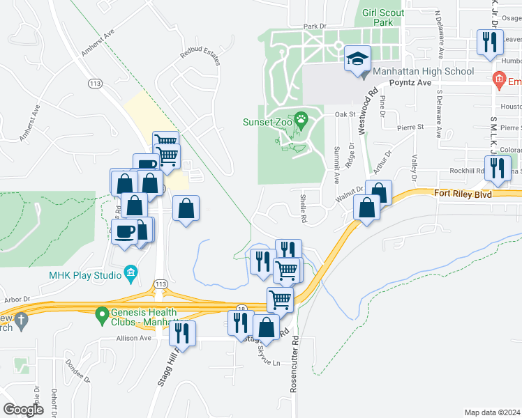 map of restaurants, bars, coffee shops, grocery stores, and more near 323 Poliska Lane in Manhattan