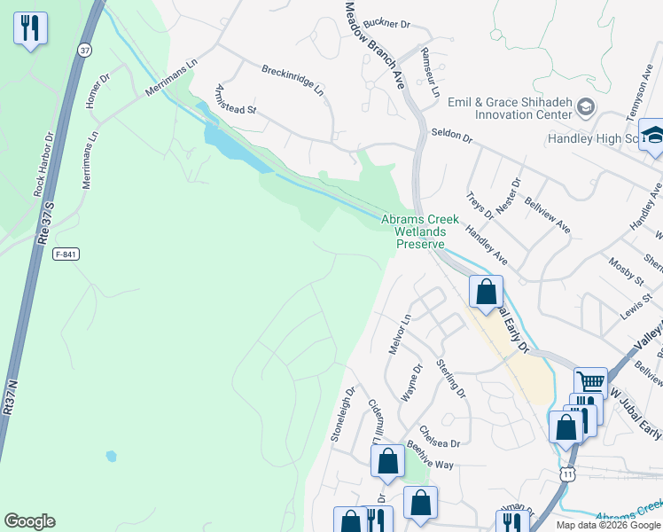 map of restaurants, bars, coffee shops, grocery stores, and more near 1873 Clayton Ridge Drive in Winchester