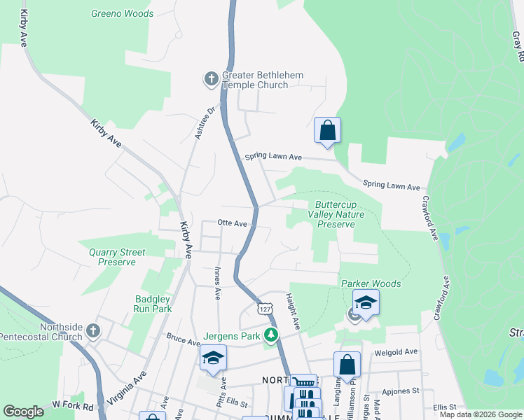 map of restaurants, bars, coffee shops, grocery stores, and more near 4624 Hamilton Avenue in Cincinnati
