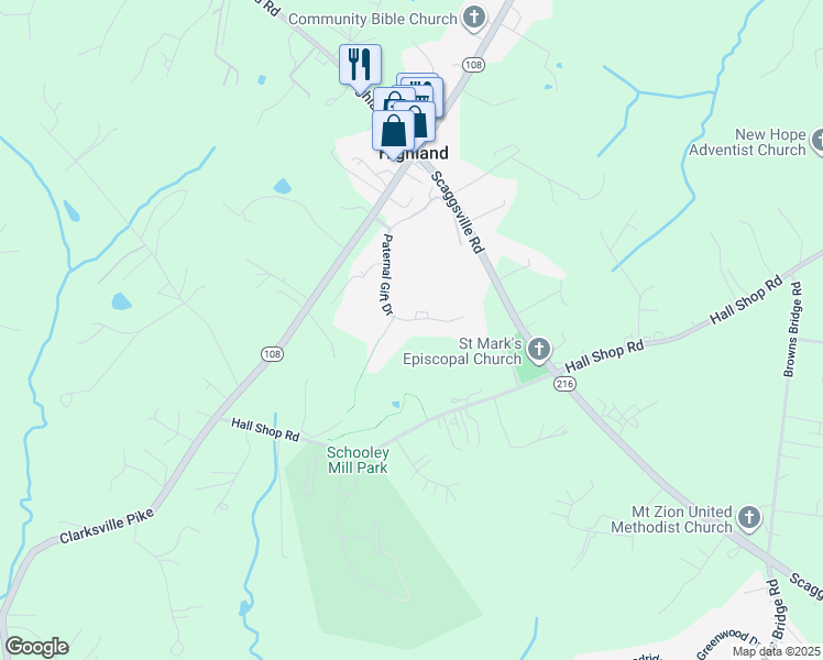 map of restaurants, bars, coffee shops, grocery stores, and more near 13536 Paternal Gift Drive in Highland