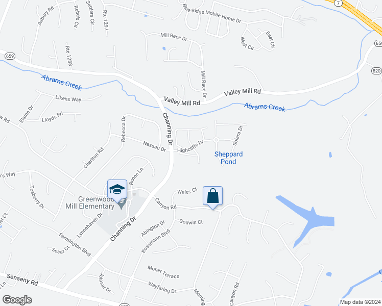 map of restaurants, bars, coffee shops, grocery stores, and more near 108 Woodman Court in Winchester