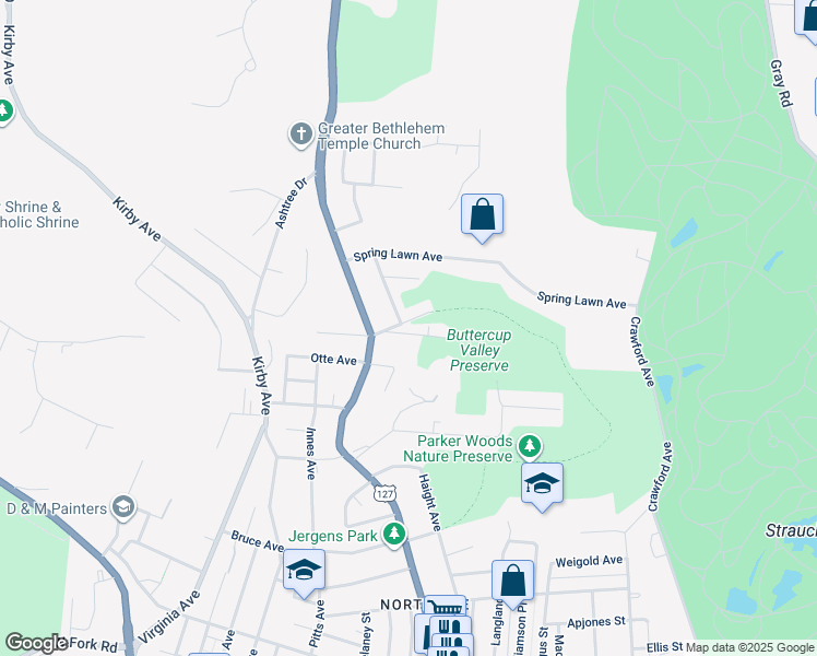 map of restaurants, bars, coffee shops, grocery stores, and more near 1540 Northview Avenue in Cincinnati