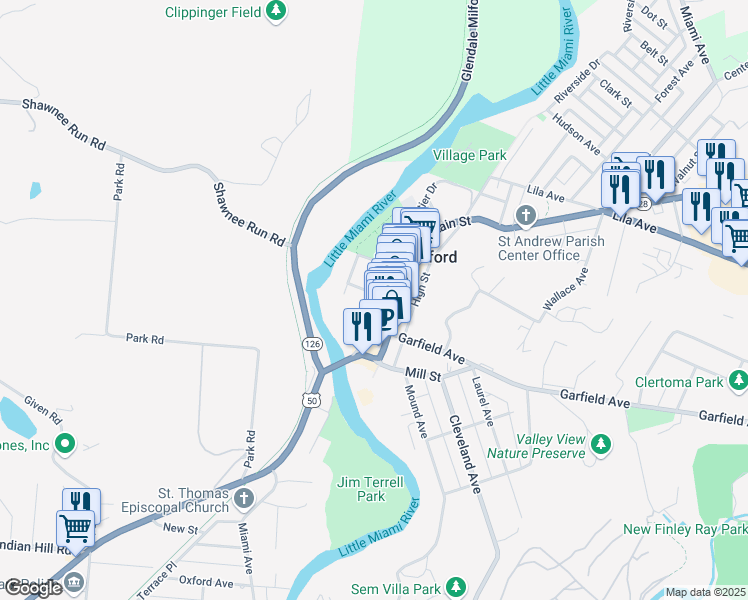 map of restaurants, bars, coffee shops, grocery stores, and more near 137 Water Street in Milford