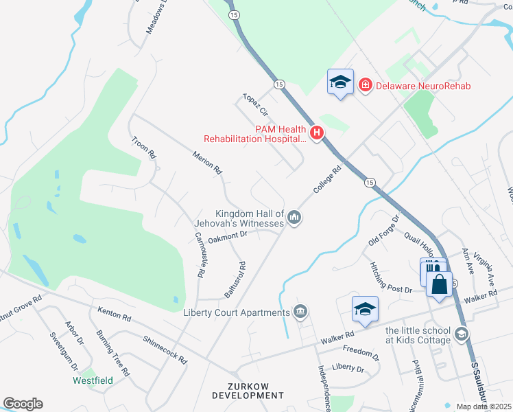 map of restaurants, bars, coffee shops, grocery stores, and more near 33 Merion Road in Dover