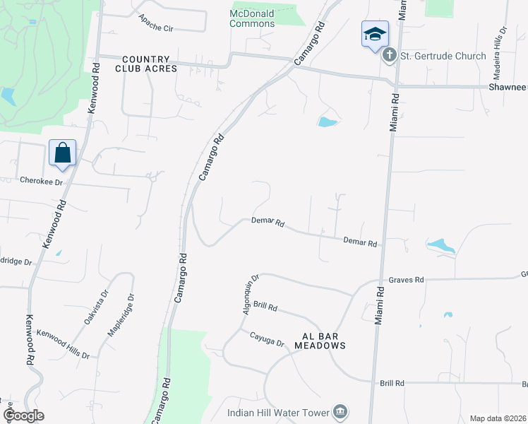 map of restaurants, bars, coffee shops, grocery stores, and more near 5880 Crabtree Lane in Cincinnati