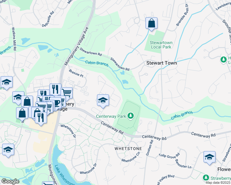 map of restaurants, bars, coffee shops, grocery stores, and more near 19397 Keymar Way in Gaithersburg