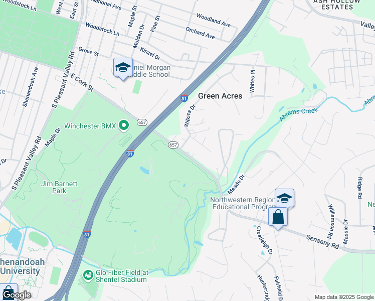 map of restaurants, bars, coffee shops, grocery stores, and more near 1197 Senseny Road in Winchester