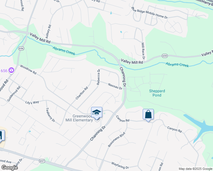 map of restaurants, bars, coffee shops, grocery stores, and more near 117 Nassau Drive in Winchester