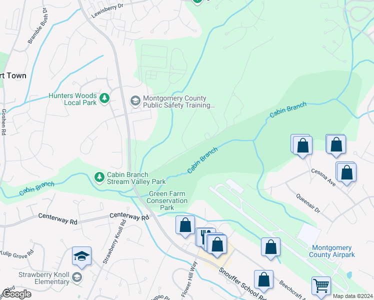 map of restaurants, bars, coffee shops, grocery stores, and more near 8301 Turkey Thicket Drive in Montgomery Village