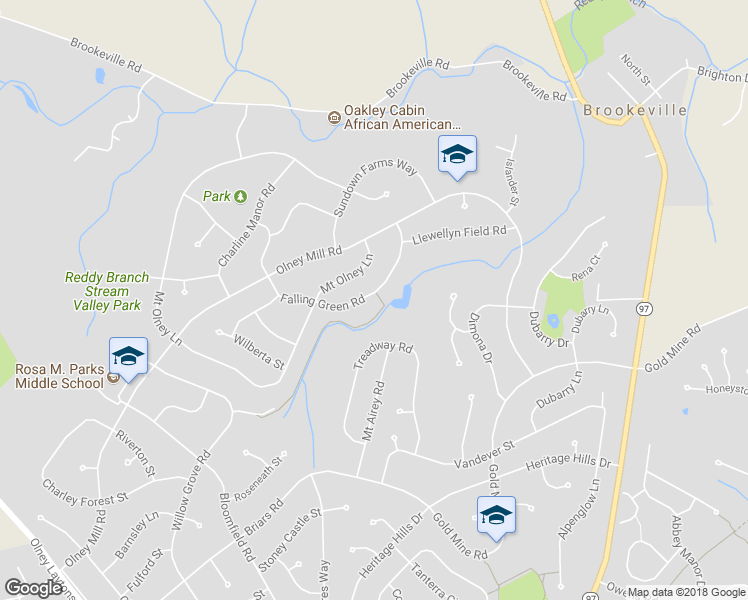 map of restaurants, bars, coffee shops, grocery stores, and more near 3500 Falling Green Road in Olney