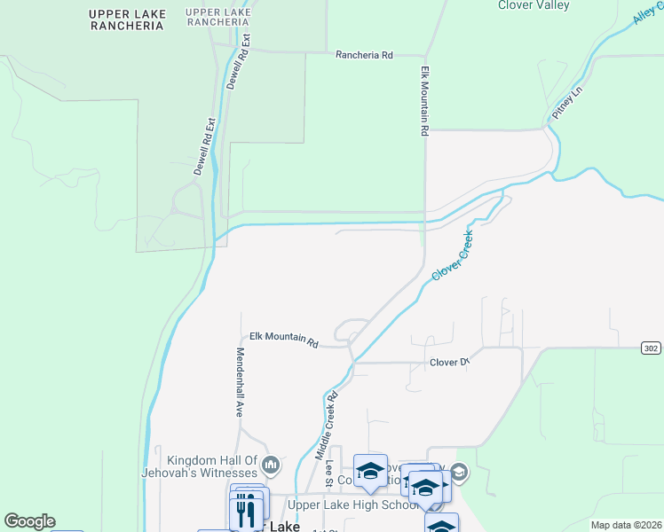 map of restaurants, bars, coffee shops, grocery stores, and more near 10181 Elk Mountain Road in Upper Lake