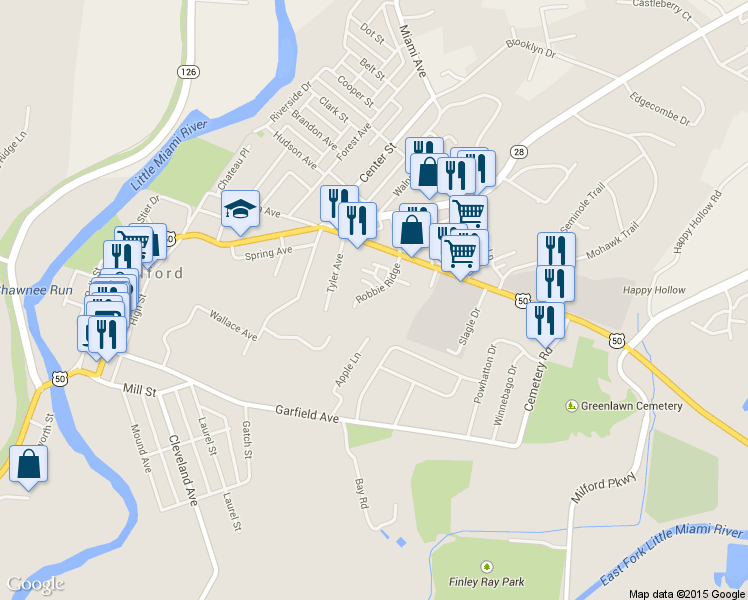 map of restaurants, bars, coffee shops, grocery stores, and more near 55 Tabaleen Cove in Milford