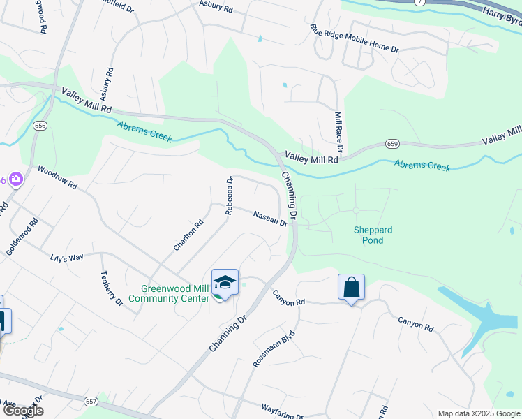 map of restaurants, bars, coffee shops, grocery stores, and more near 112 Nassau Drive in Winchester