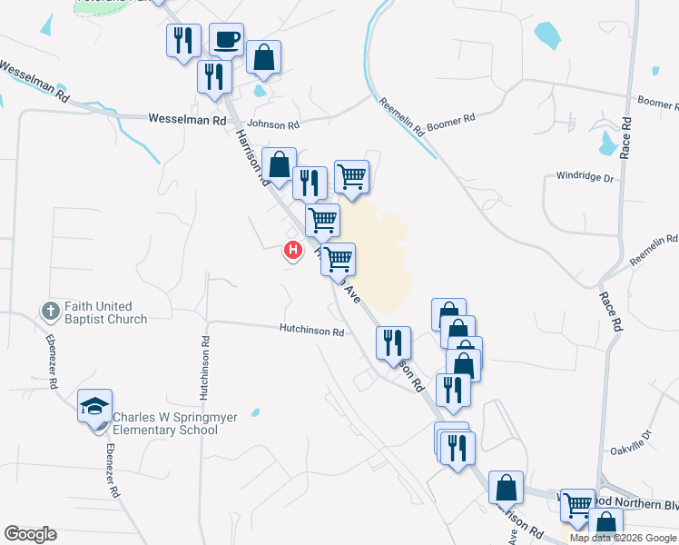 map of restaurants, bars, coffee shops, grocery stores, and more near 5860 Filview Circle in Cincinnati