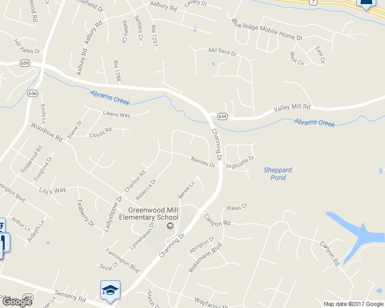 map of restaurants, bars, coffee shops, grocery stores, and more near 114 Nassau Drive in Winchester