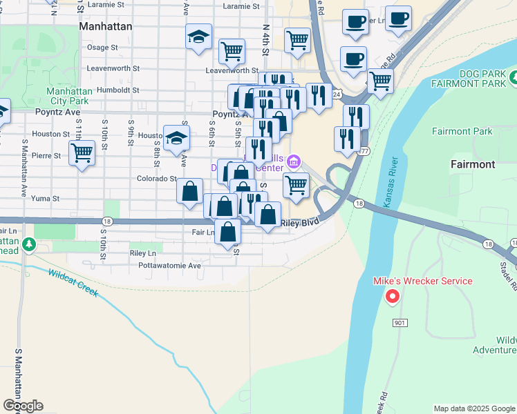 map of restaurants, bars, coffee shops, grocery stores, and more near 401 Yuma Street in Manhattan