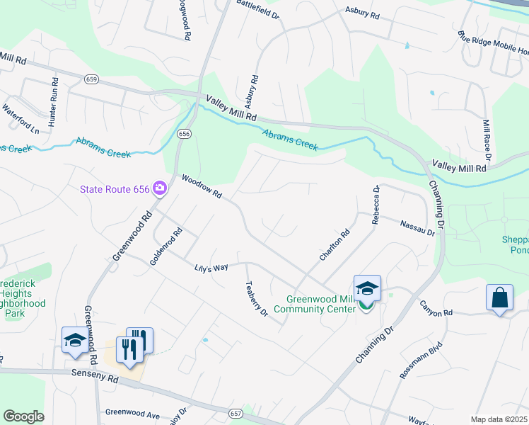 map of restaurants, bars, coffee shops, grocery stores, and more near 110 Helen Circle in Winchester