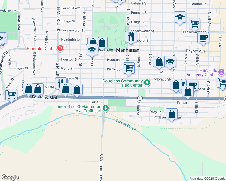 map of restaurants, bars, coffee shops, grocery stores, and more near 1218 Yuma Street in Manhattan