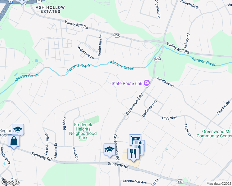 map of restaurants, bars, coffee shops, grocery stores, and more near 153 Abrams Pointe Boulevard in Winchester