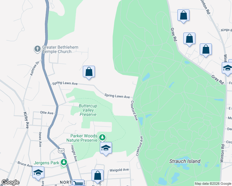 map of restaurants, bars, coffee shops, grocery stores, and more near 1364 Spring Lawn Avenue in Cincinnati