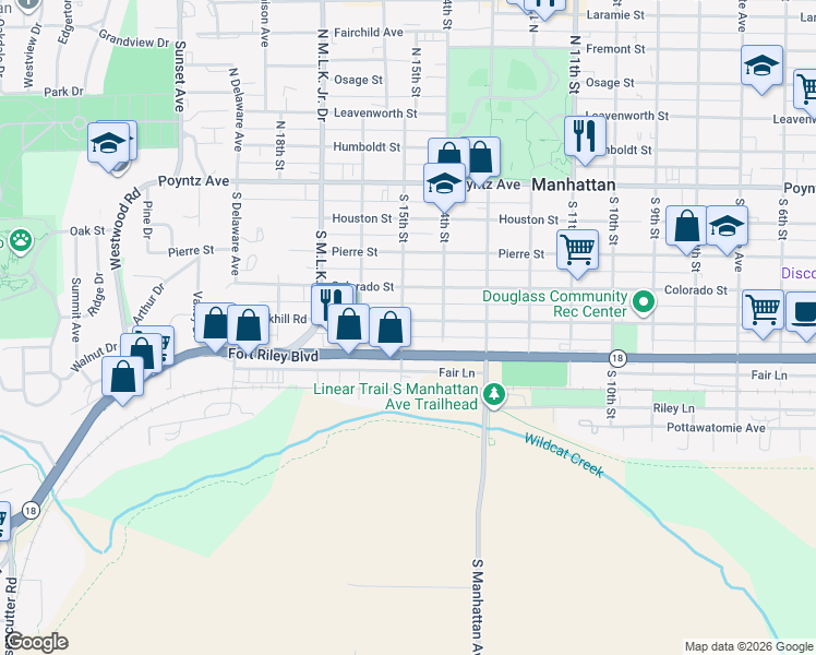 map of restaurants, bars, coffee shops, grocery stores, and more near 1506 Yuma Street in Manhattan
