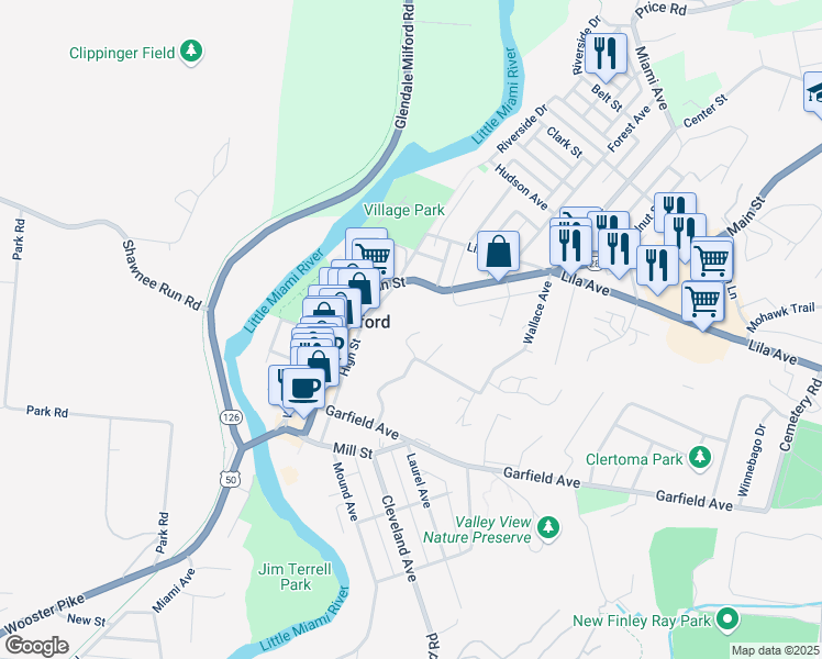map of restaurants, bars, coffee shops, grocery stores, and more near 886 Wallace Avenue in Milford