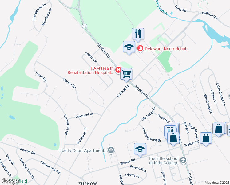 map of restaurants, bars, coffee shops, grocery stores, and more near 2 Aquamarine Court in Dover