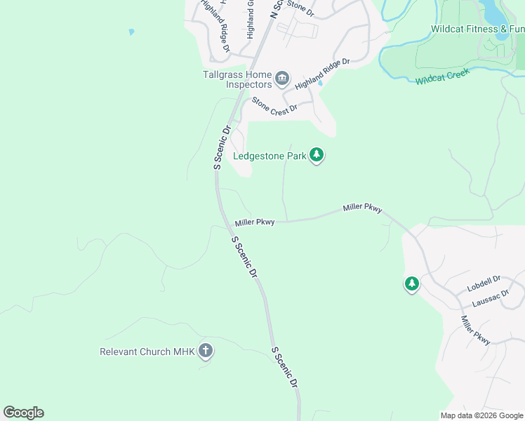 map of restaurants, bars, coffee shops, grocery stores, and more near 5400 Ledge Stone Drive in Manhattan