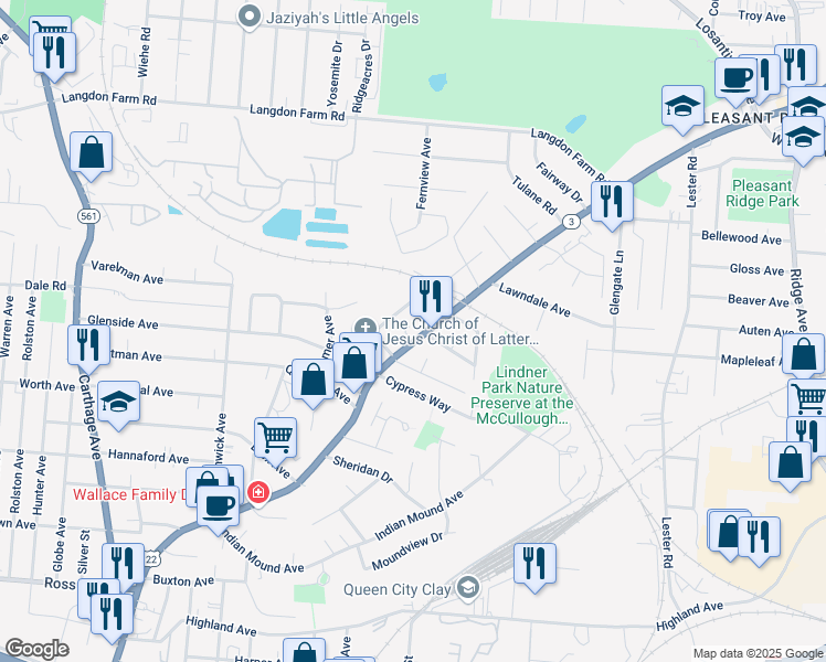 map of restaurants, bars, coffee shops, grocery stores, and more near 5545 Montgomery Road in Cincinnati
