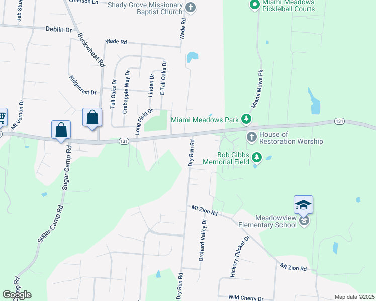 map of restaurants, bars, coffee shops, grocery stores, and more near 5681 Dry Run Road in Milford