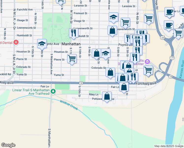 map of restaurants, bars, coffee shops, grocery stores, and more near 822 Yuma Street in Manhattan