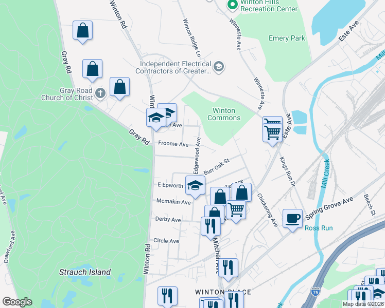 map of restaurants, bars, coffee shops, grocery stores, and more near 4707 North Edgewood Avenue in Cincinnati