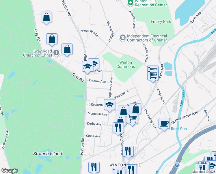 map of restaurants, bars, coffee shops, grocery stores, and more near 4707 North Edgewood Avenue in Cincinnati