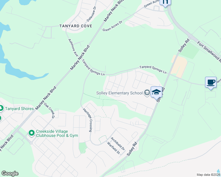 map of restaurants, bars, coffee shops, grocery stores, and more near 616 Warbler Walk in Glen Burnie