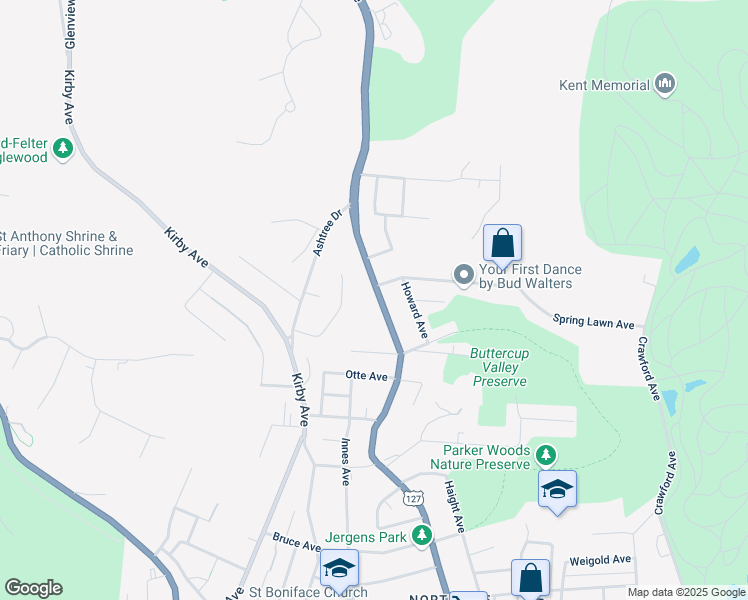 map of restaurants, bars, coffee shops, grocery stores, and more near 4667 Hamilton Avenue in Cincinnati