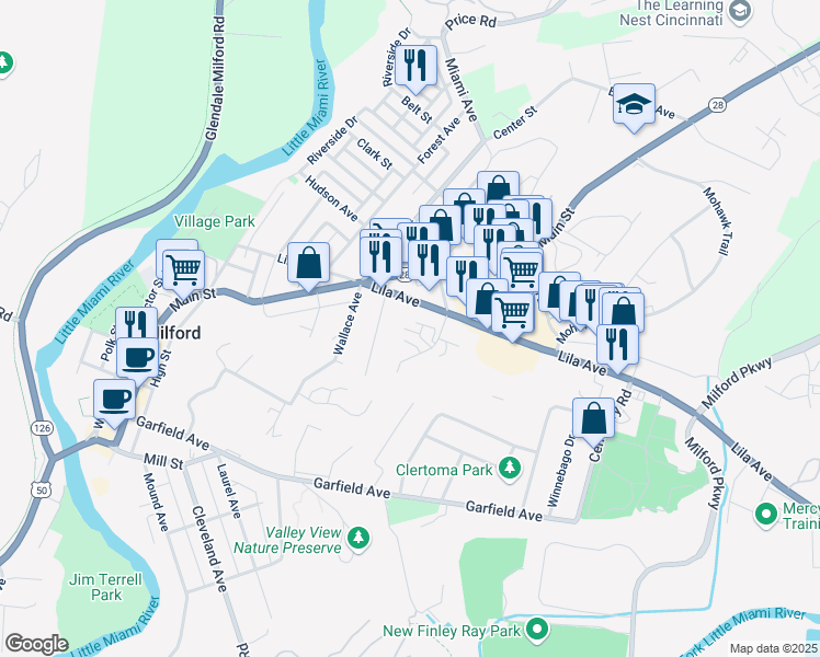 map of restaurants, bars, coffee shops, grocery stores, and more near 26 Robbie Ridge in Milford