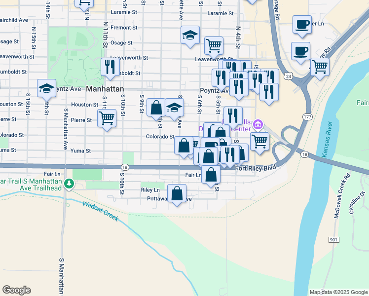 map of restaurants, bars, coffee shops, grocery stores, and more near 420 South Juliette Avenue in Manhattan