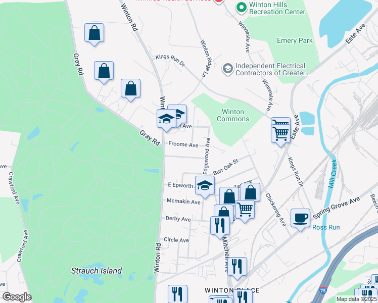 map of restaurants, bars, coffee shops, grocery stores, and more near 730 Beechwood Avenue in Cincinnati