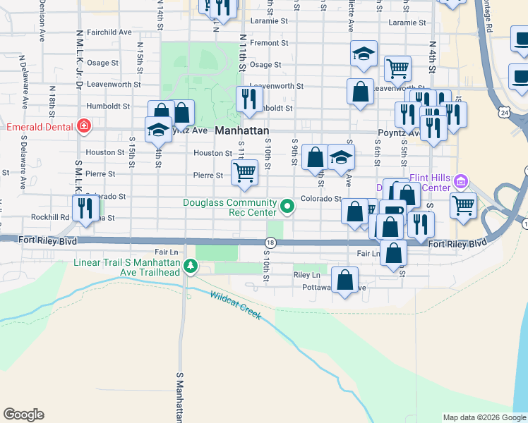 map of restaurants, bars, coffee shops, grocery stores, and more near 412 South 10th Street in Manhattan