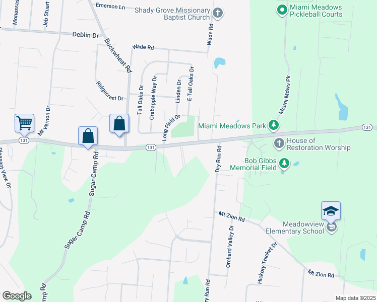 map of restaurants, bars, coffee shops, grocery stores, and more near 1447 Ohio 131 in Milford