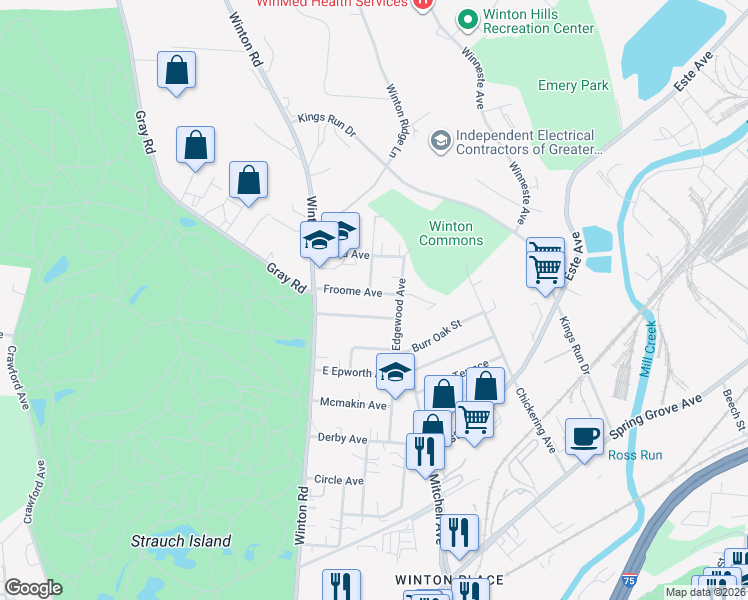 map of restaurants, bars, coffee shops, grocery stores, and more near 730 Beechwood Avenue in Cincinnati
