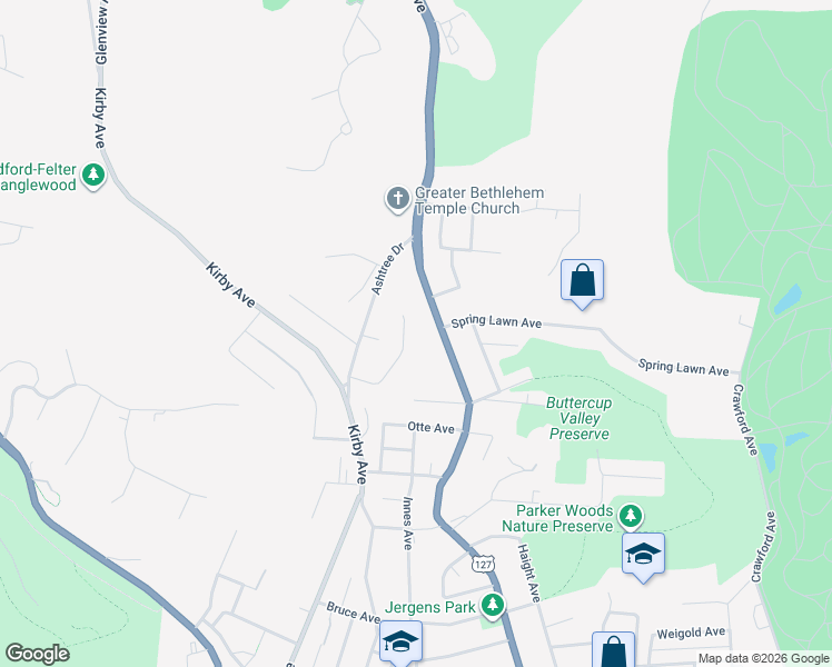 map of restaurants, bars, coffee shops, grocery stores, and more near 4667 Hamilton Avenue in Cincinnati