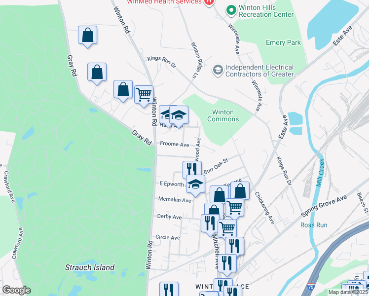 map of restaurants, bars, coffee shops, grocery stores, and more near 730 Beechwood Avenue in Cincinnati