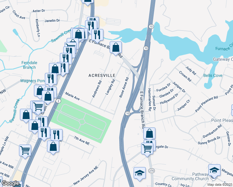 map of restaurants, bars, coffee shops, grocery stores, and more near 922 Rose Anne Road in Glen Burnie